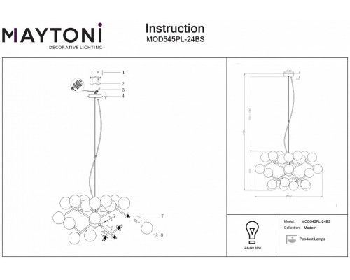 Подвесная люстра Maytoni Dallas MOD545PL-24BS