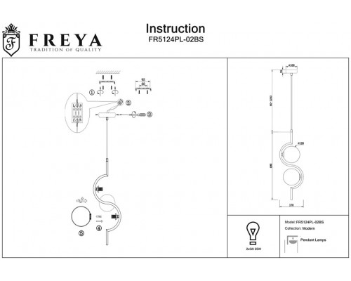 Подвесной светильник Freya Harmonie FR5124PL-02BS