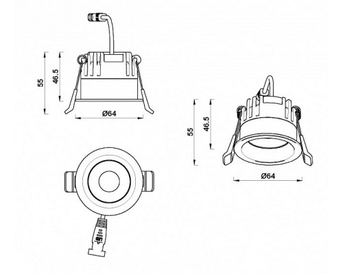 Встраиваемый светильник iLedex Mars 107-7W-D64-3000K-24DG-WH