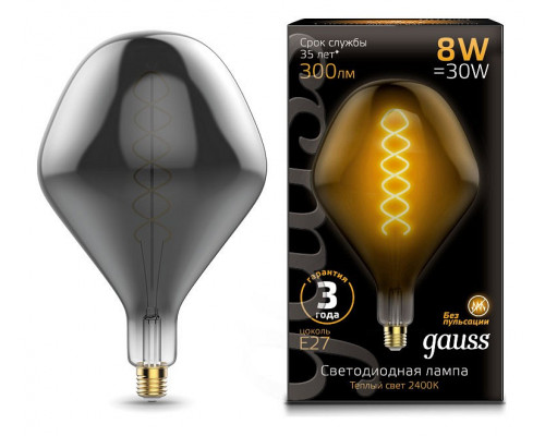 Лампа светодиодная Gauss LED Vintage Filament Flexible E27 8Вт 2400K 163802008