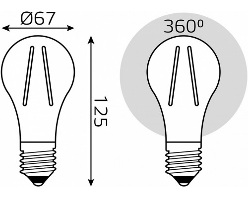 Лампа светодиодная Gauss Filament E27 26Вт 2700K 102902126