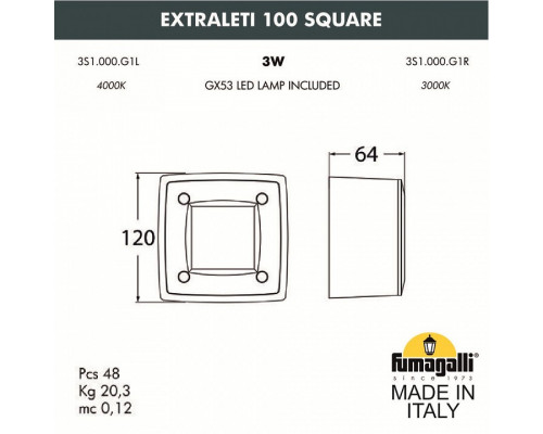 Накладной светильник Fumagalli Leti 3S1.000.000.LYG1L