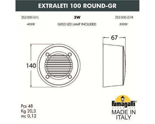 Накладной светильник Fumagalli Leti 2S2.000.000.LYG1L