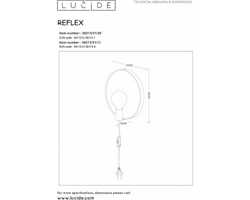 Бра Lucide Reflex 36213/31/72