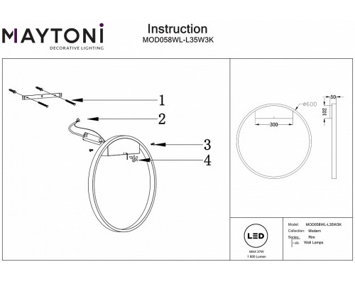 Накладной светильник Maytoni Rim MOD058WL-L35W3K