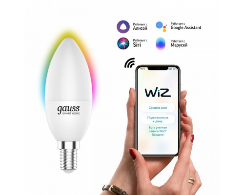 Лампа светодиодная с управлением через Wi-Fi Gauss Smart Home E14 5Вт 2700-6500K 1190112