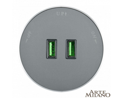 Розетка 2xUSB на треке Arte Milano Am-track-sockets 380011TS/USBx2 Grey