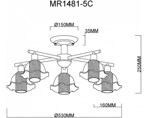 Люстра на штанге MyFar Lisa MR1481-5C