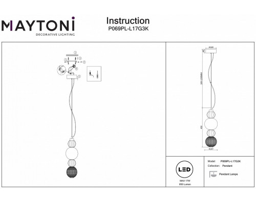 Подвесной светильник Maytoni Collar P069PL-L17G3K