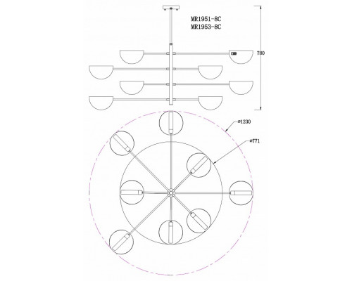 Люстра на штанге MyFar Valentina MR1953-8C