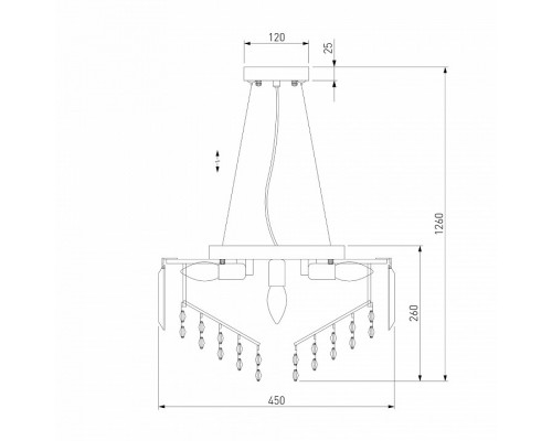 Подвесная люстра Eurosvet Torreta 10121/5 хром/прозрачный хрусталь Strotskis Smart