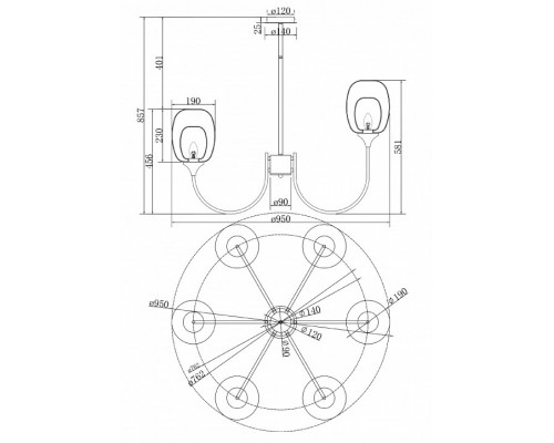 Люстра на штанге Maytoni Aura MOD016PL-06BS