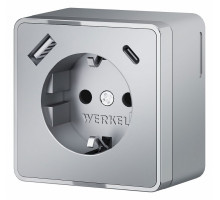 Розетка с заземлением, шторками и USB Werkel Gallant серебряные W5071706