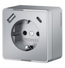 Розетка с заземлением, шторками и USB Werkel Gallant серебряные W5071706