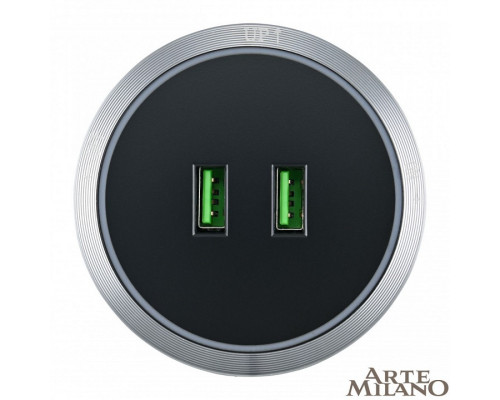 Розетка 2xUSB на треке Arte Milano Am-track-sockets 380066TS LED/USBx2 Grey