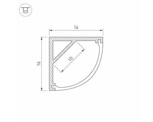 Профиль накладной угловой внутренний Arlight ARH-KANT-H16-2000 ANOD 016178