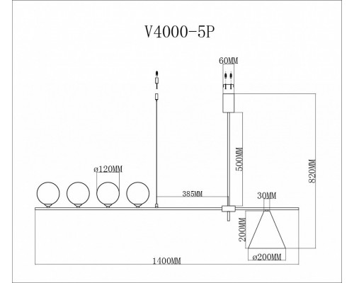 Люстра на штанге Moderli Holly V4000-5P