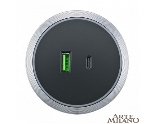 Розетка USB и type C на треке Arte Milano Am-track-sockets 380066TS LED/USB-Type-C Grey