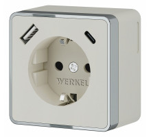 Розетка с заземлением, шторками и USB Werkel Gallant слоновая кость W5071703