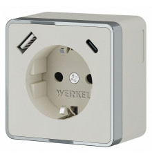 Розетка с заземлением, шторками и USB Werkel Gallant слоновая кость W5071703