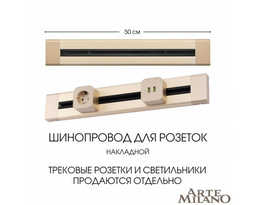 Трек накладной Arte Milano Am-track-sockets 382305TO/50 Gold