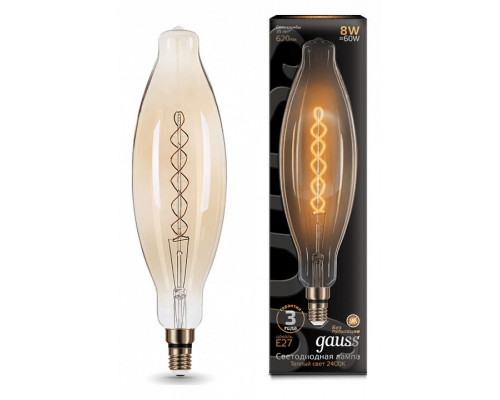 Лампа светодиодная Gauss LED Vintage Filament Flexible E27 8Вт 2400K 156802008