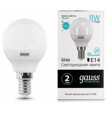 Лампа светодиодная Gauss LED Elementary Globe E14 8Вт 4100K 53128