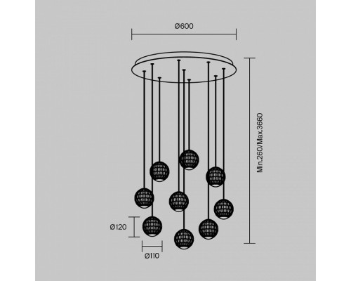 Подвесная люстра Maytoni Sapphire MOD293PL-L56BS3K