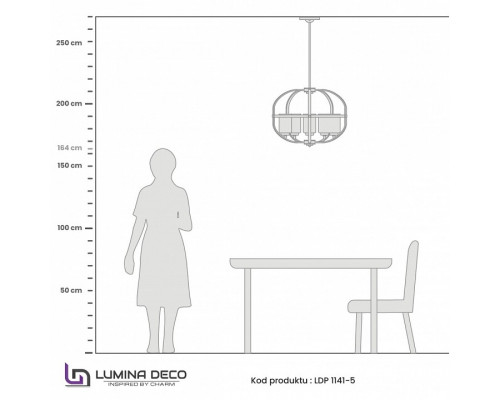 Люстра на штанге LUMINA DECO Monterey LDP 1141-5 BK+MD