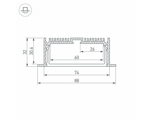 Профиль Arlight SL-LINIA88-F-2500 ANOD+OPAL 020471