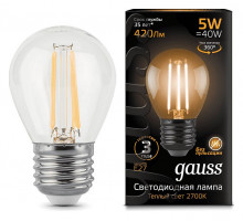 Лампа светодиодная Gauss LED Filament E27 5Вт 2700K 105802105