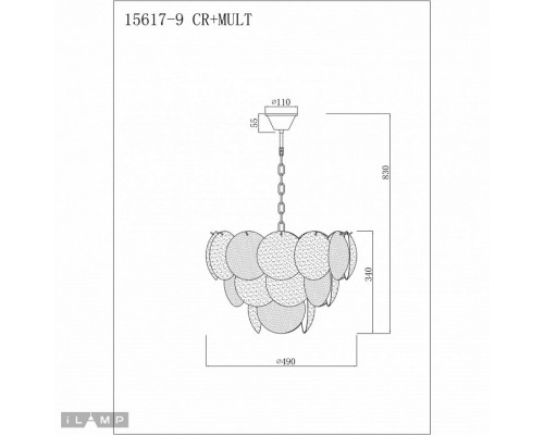 Подвесная люстра iLamp Rivoli 15617-9 CR+MULT