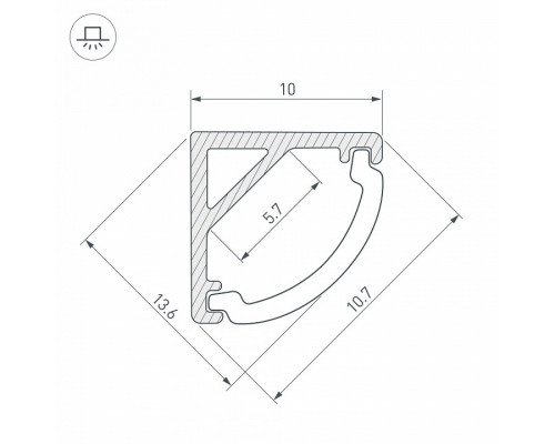 Профиль накладной угловой внутренний Arlight ARH-KANT 36321