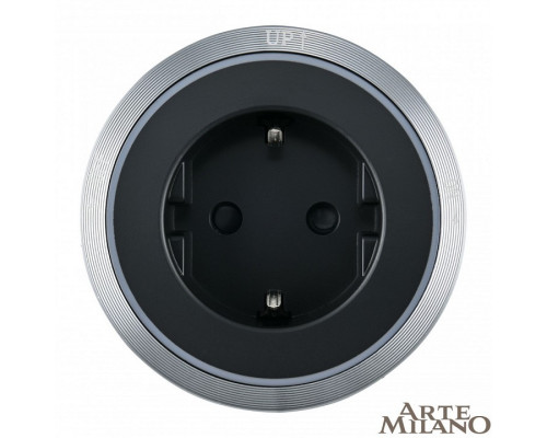 Розетка с заземлением на треке Arte Milano Am-track-sockets 380066TS LED/ES Grey