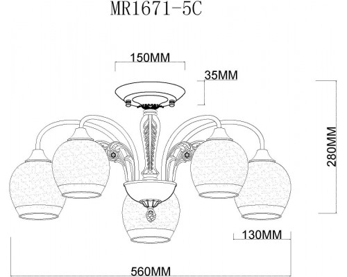 Люстра на штанге MyFar Nika MR1671-5C