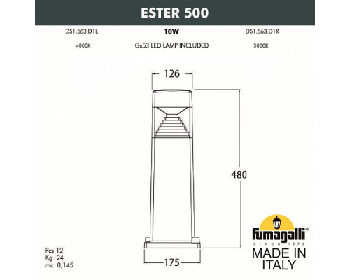 Наземный низкий светильник Fumagalli Ester DS1.563.000.WXD1L