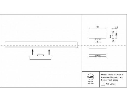 Накладной светильник Maytoni BASIS TR012-2-12W3K-B