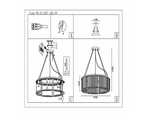 Подвесная люстра ST-Luce Velletri SL1627.103.07