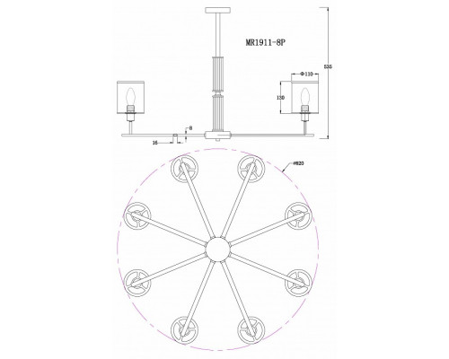 Люстра на штанге MyFar Alen MR1911-8P