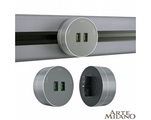 Розетка 2xUSB на треке Arte Milano Am-track-sockets 380011TS/USBx2 Grey