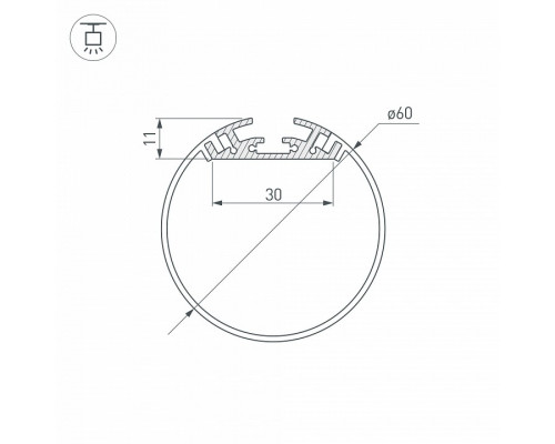 Профиль подвесной Arlight SL-ROUND-D60-2000 ANOD 019286