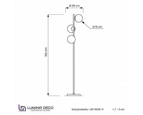 Торшер LUMINA DECO Fredica LDF 6030-3 GD