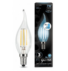 Лампа светодиодная Gauss LED Filament Candle tailed E14 7Вт 4100K 104801207-S