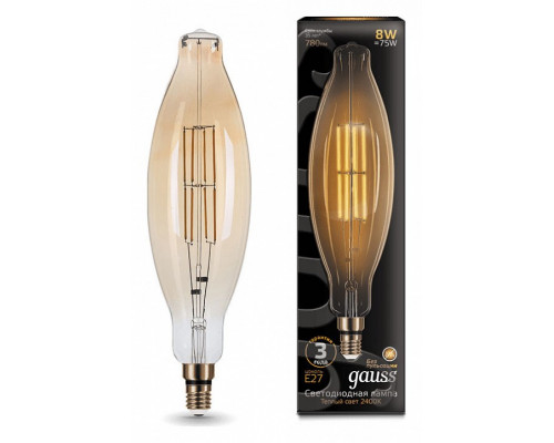 Лампа светодиодная Gauss LED Vintage Filament E27 6Вт 2400K 155802008