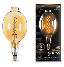 Лампа светодиодная Gauss LED Vintage Filament Flexible E27 8Вт 2400K 152802008