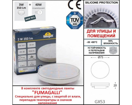 Встраиваемый светильник Fumagalli Leti 2C2.000.000.WYG1L