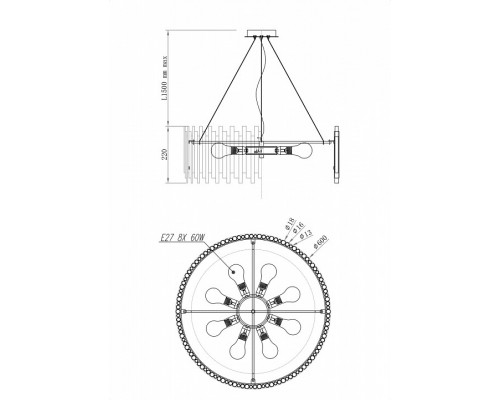 Подвесной светильник Maytoni Coliseo MOD135PL-08BS