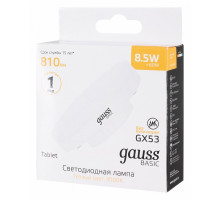 Лампа светодиодная Gauss Basic GX53 8.5Вт 3000K 20849192