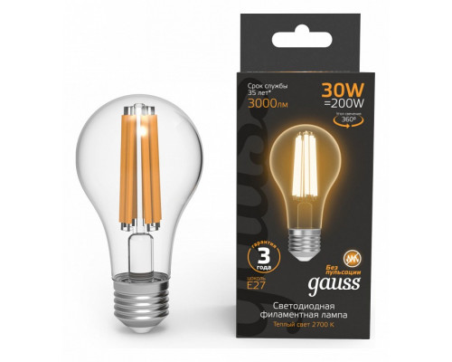 Лампа светодиодная Gauss Filament E27 30Вт 2700K 102902130