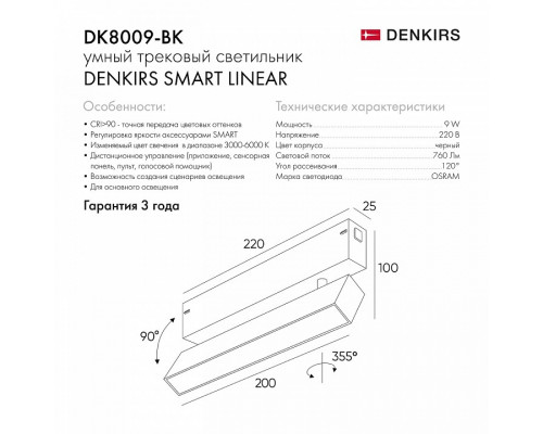 Накладной светильник Denkirs Smart DK8009-BK